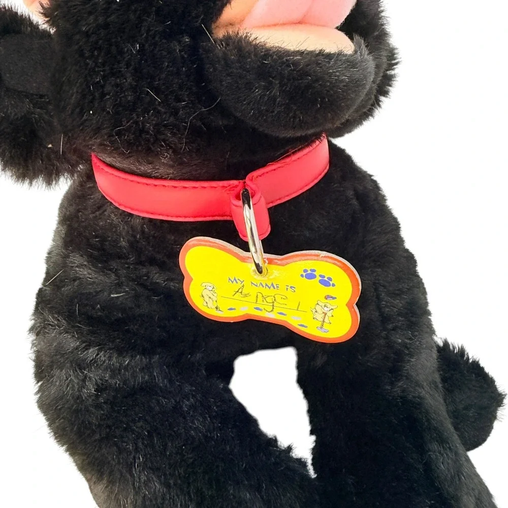 Build-A-Bear‎ Black Lab Dog Retired Plush Black Red Collar Tag Puppy BABW